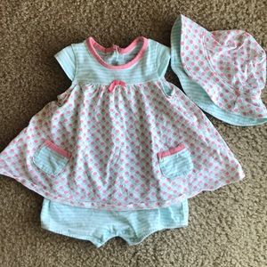 Offspring girls onesie romper hat set 6M